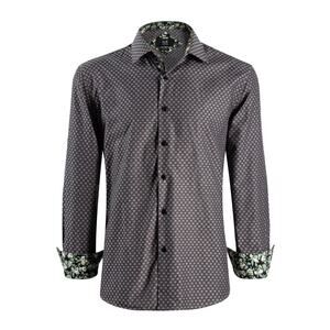 Ellie Balleh Jacquard Dot Slim Fit Button-Down Shirt Medium (15-15.5) NWT